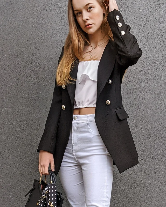 Huge Savings On Parisian Styles Princess Polina Textured Weave Blazer - Black