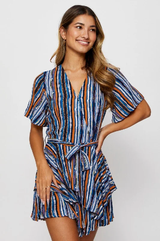 New Season Fashion Preview Sale Stripe Playsuit Short Sleeve