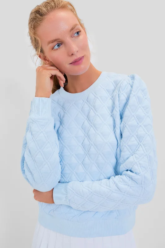 Elegant Attire For The Modern Lady Light Blue Puff Sleeve Campbell Pullover