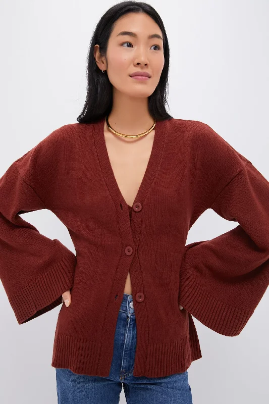 Summer Splash Sale Chestnut Cinched Waist Cardigan