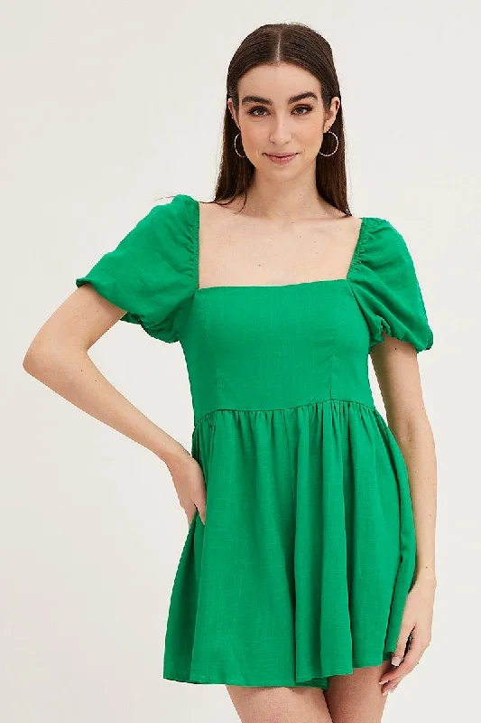 Wardrobe Refresh Green Playsuit Short Sleeve