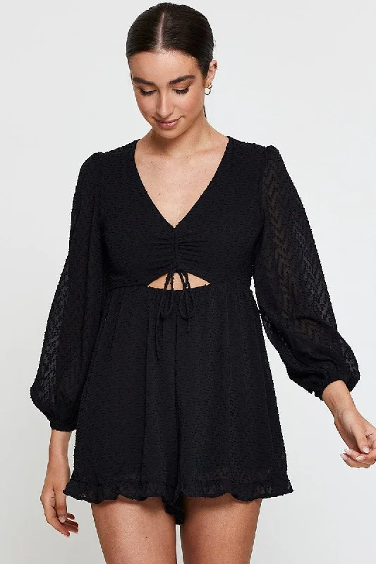 Massive Selection Sale Black Playsuit Long Sleeve