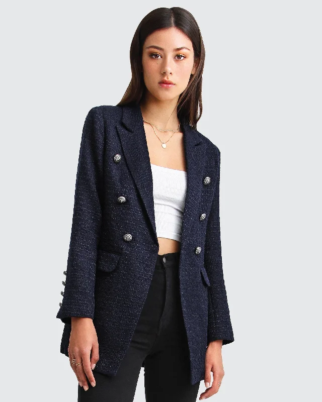 Big Savings On Rustic Countryside Styles Princess Polina Textured Weave Blazer - Navy