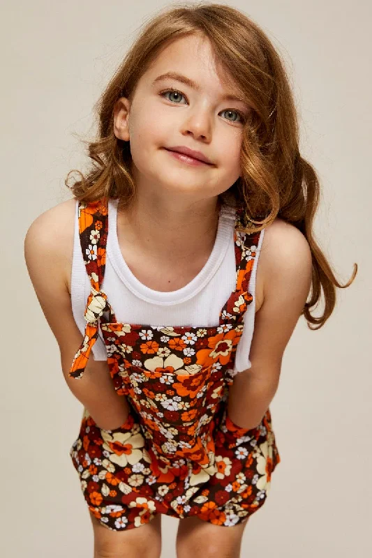 Limited Time Offer Print Kids Linen Blend Floral Playsuit