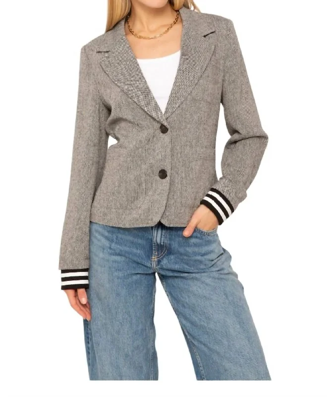 Save On Classic Elegant Styles Odette Shrunken Donegal Tweed Jacket In Grey