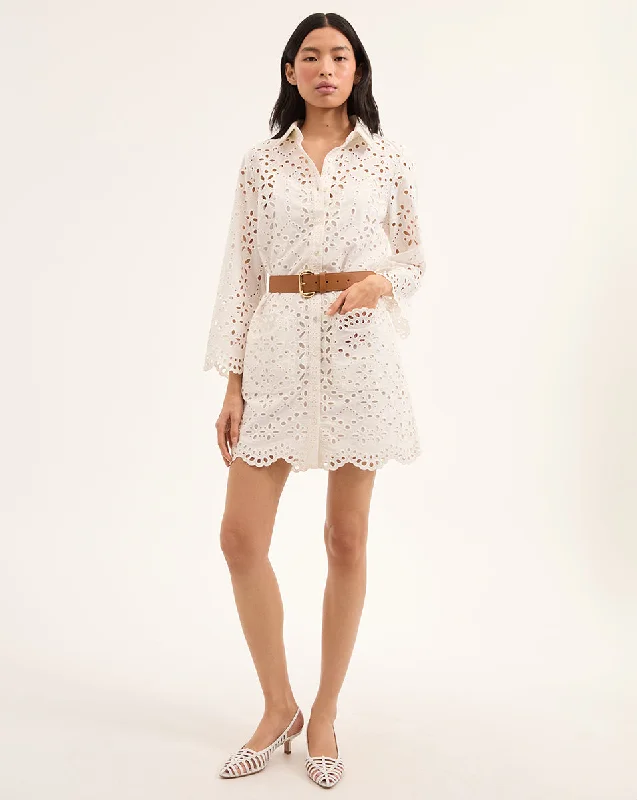 Modern Women's Fashion Sumatra Cotton Eyelet Dress