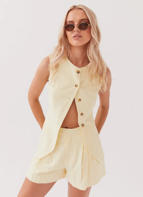 Limited Stock Born For Bordeaux Linen Vest - Lemon