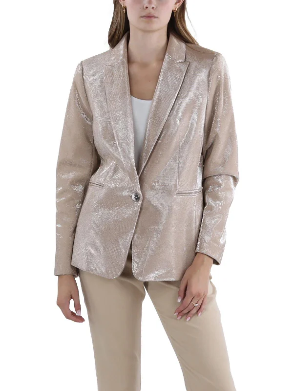 Gift Ideas Womens Textured Special Occasion One-Button Blazer