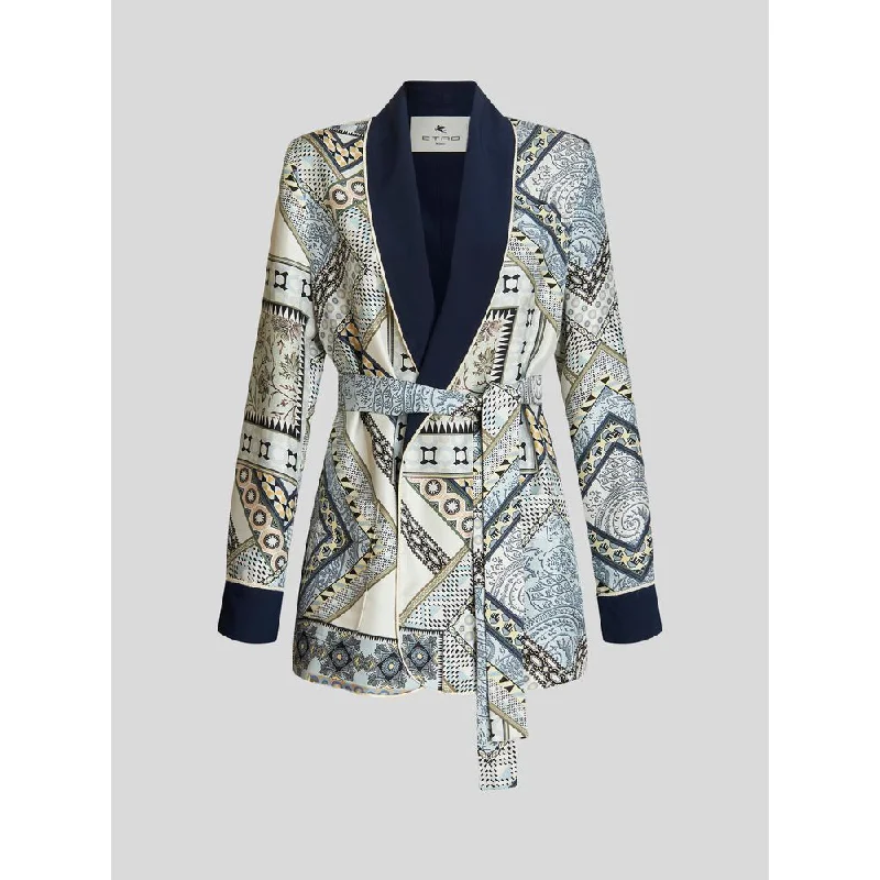 Clearance Event Patchwork Pattern Silk Jacket