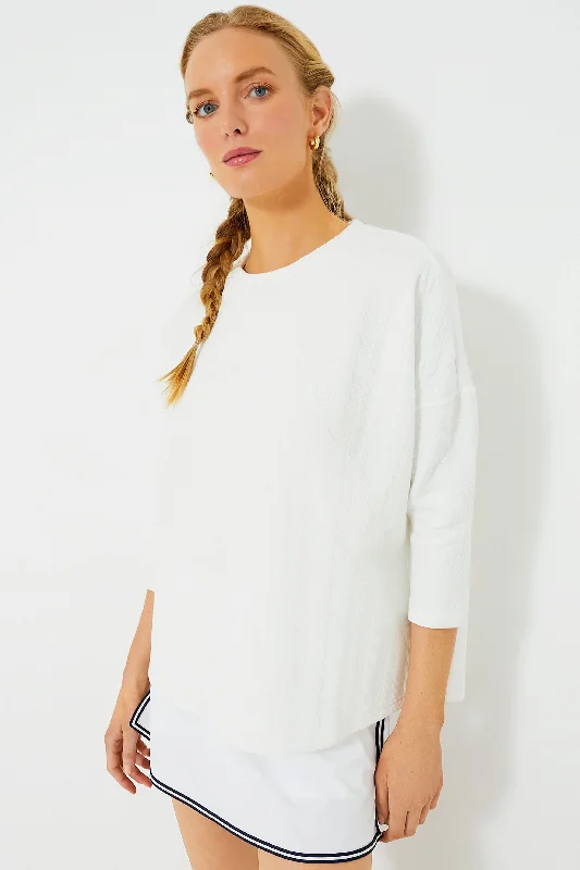 Classic Charm White Cable Ally Swing Sweatshirt