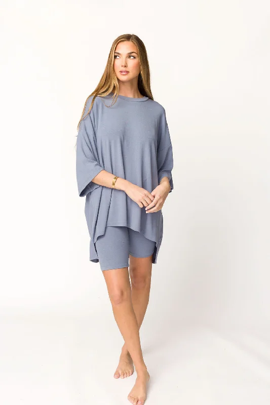 Chic & Cozy Collection All Weekend Long Set - Short Sleeves - in Malibu Blue