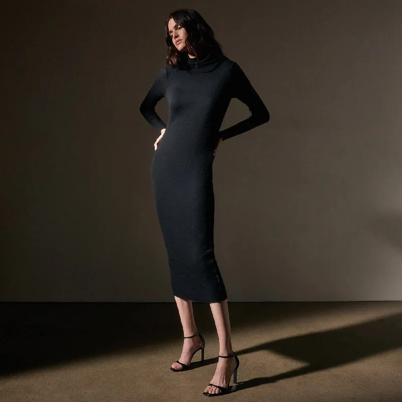 Sale Event, Prices Rock Cashmere Rib Funnel Neck Dress - Black