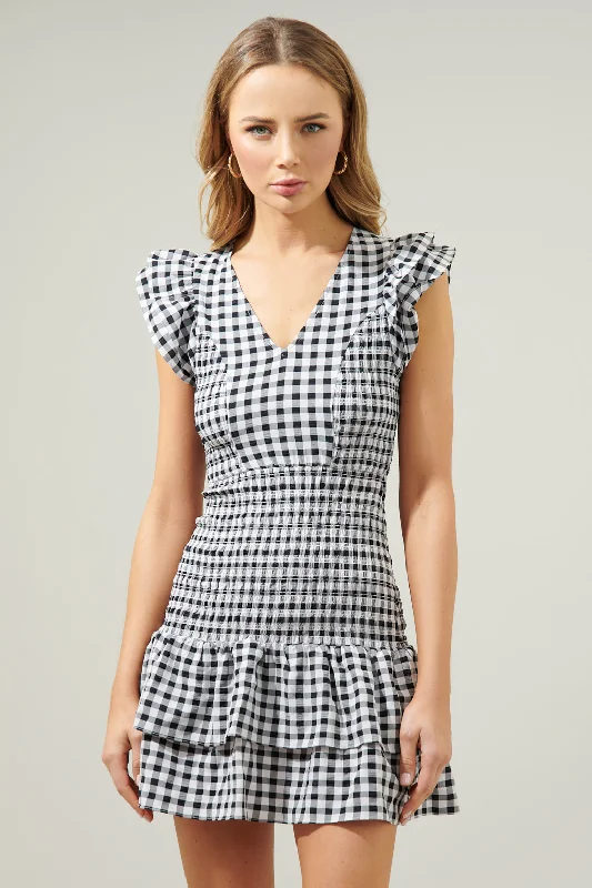 Quick Grab Deals Darcy Gingham Smocked Everleigh Mini Dress