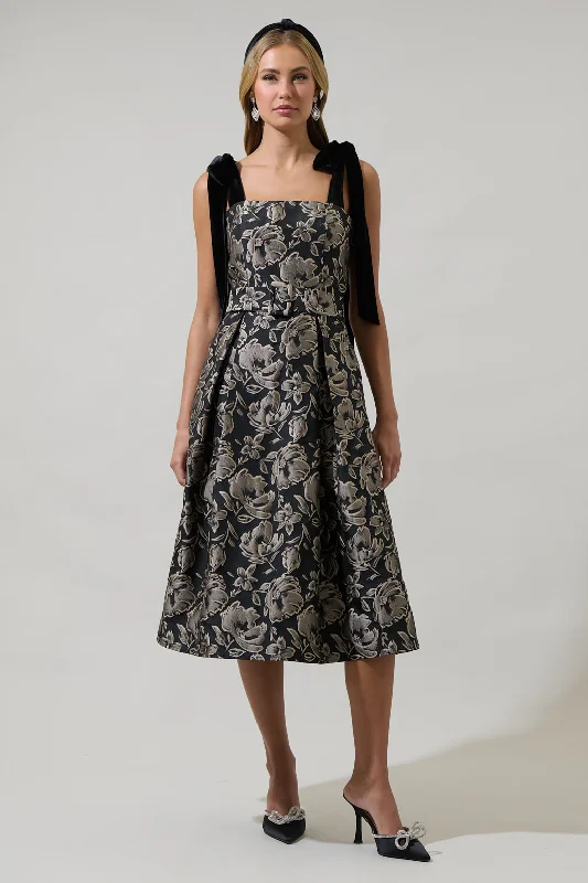 Unbeatable Prices Lyla Jacquard Floral Dina Pleated Midi Dress