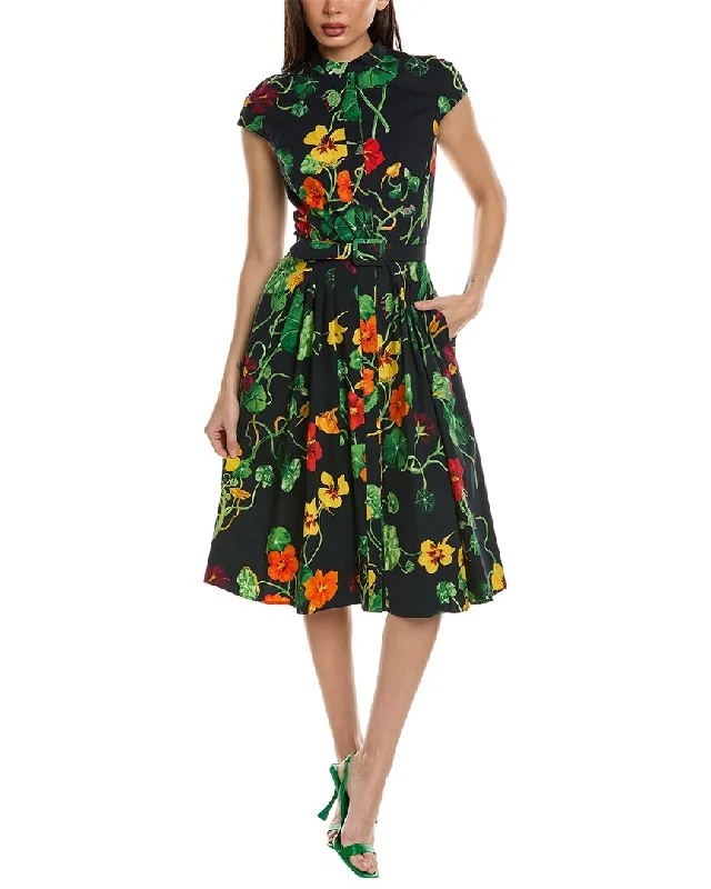 Wardrobe Upgrade Oscar de la Renta Cap Sleeve Nasturtium Poplin Shirtdress