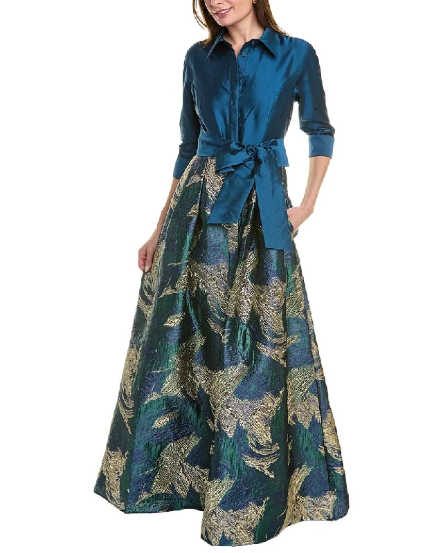 Fashion Forward Teri Jon by Rickie Freeman Taffeta Shirt Gown