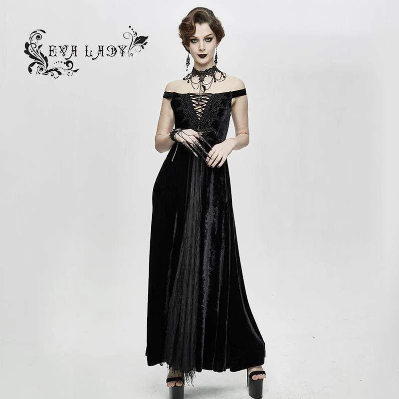 Hot Styles Women's Gorgeous Sleeveless Lace Embroidered Velvet Dresses Wedding Dress