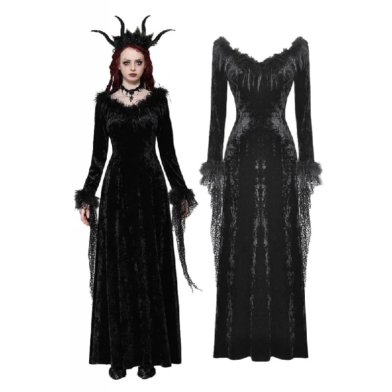 Get The Latest Trends Women's Gothic Velvet Lace Maxi Dress Wedding Dress