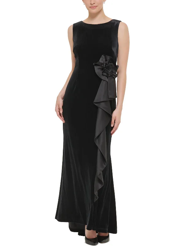 Trendy Street Style Attire Womens Velvet Sleeveless Evening Dress