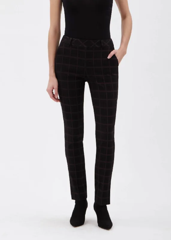 Stylish Looks Cardiff Full Length Slim Pant In Black/grey Cardiff Plaid