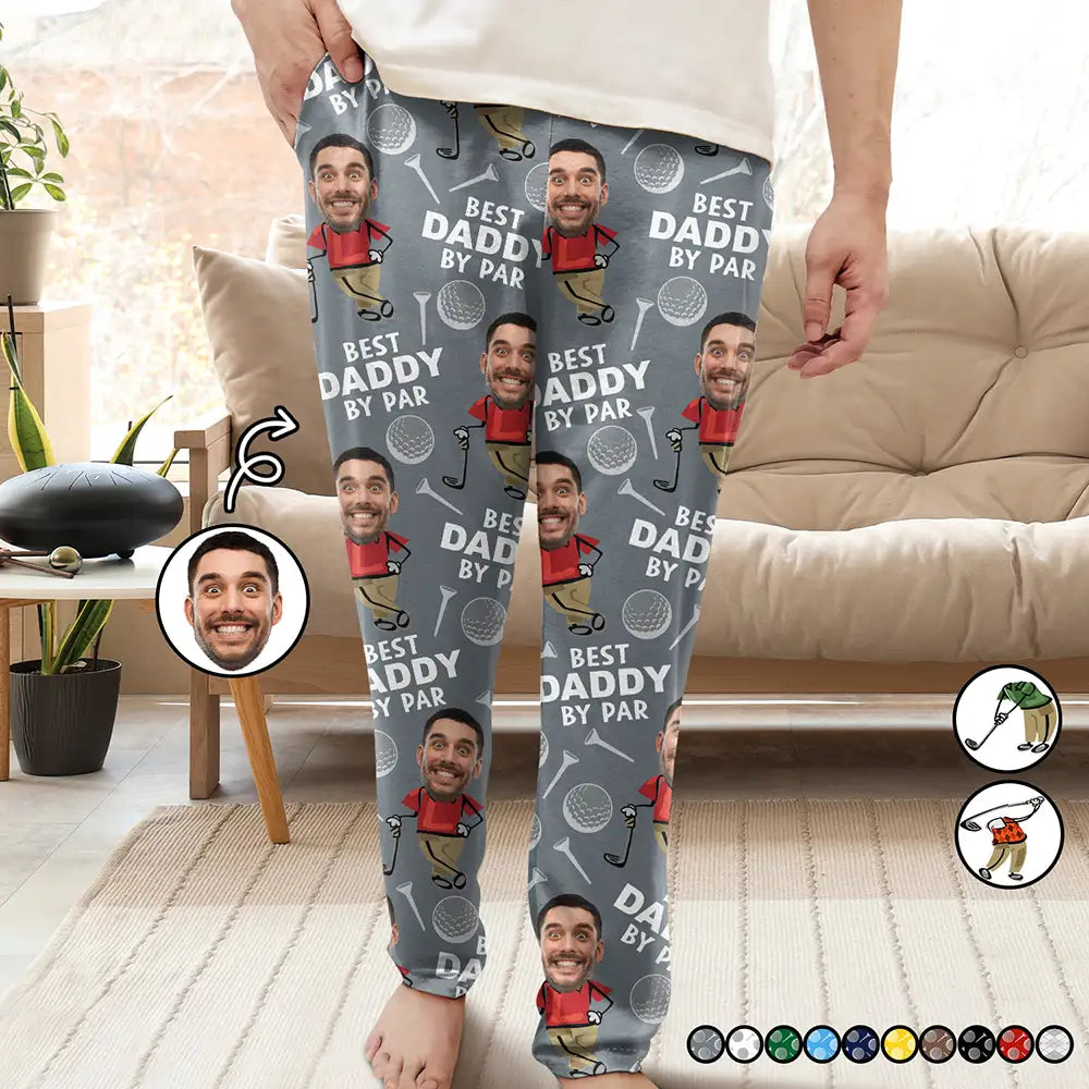 End Of Season Clearance Custom Photo Best Daddy By Par Funny Face Golf Lover - Personalized Pajama Pants