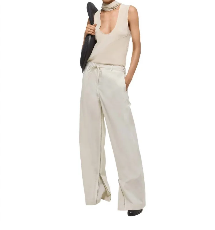 Mid - Week Surprise Gusset Wide Leg Pants In Creme