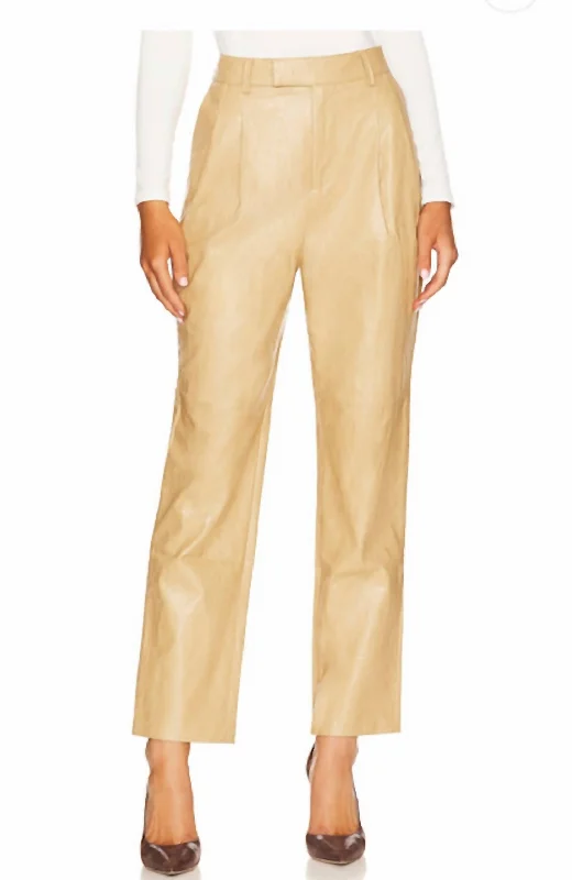 Lighten Up With Nordic Styles Jo Faux Leather Pant In Cafe