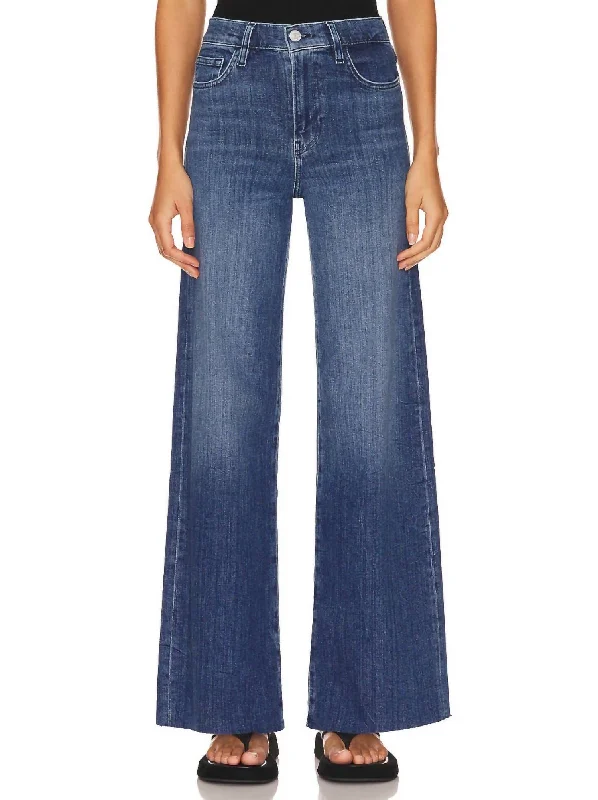 Fashion Deal Le Slim Palazzo Raw Fray Jeans In Mermaid