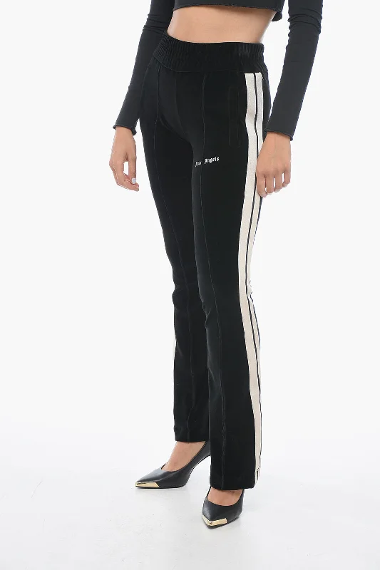 Best Sellers Palm Angels Velour Track Pants with Contrasting Bands