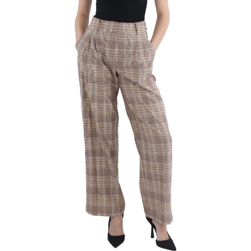 Chic Sophistication Womens Houndstooth High Rise Wide Leg Pants